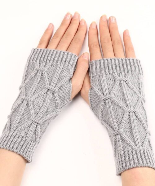 Rhombus Fashion Oversleeve gestrickte Wolle hält warme Halbfingerhandschuhe