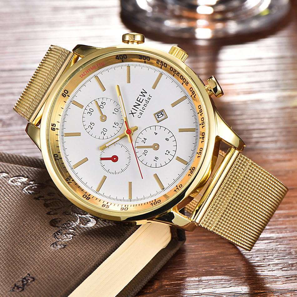 Herrenuhr Mode Edelstahl Datum Quarzuhr