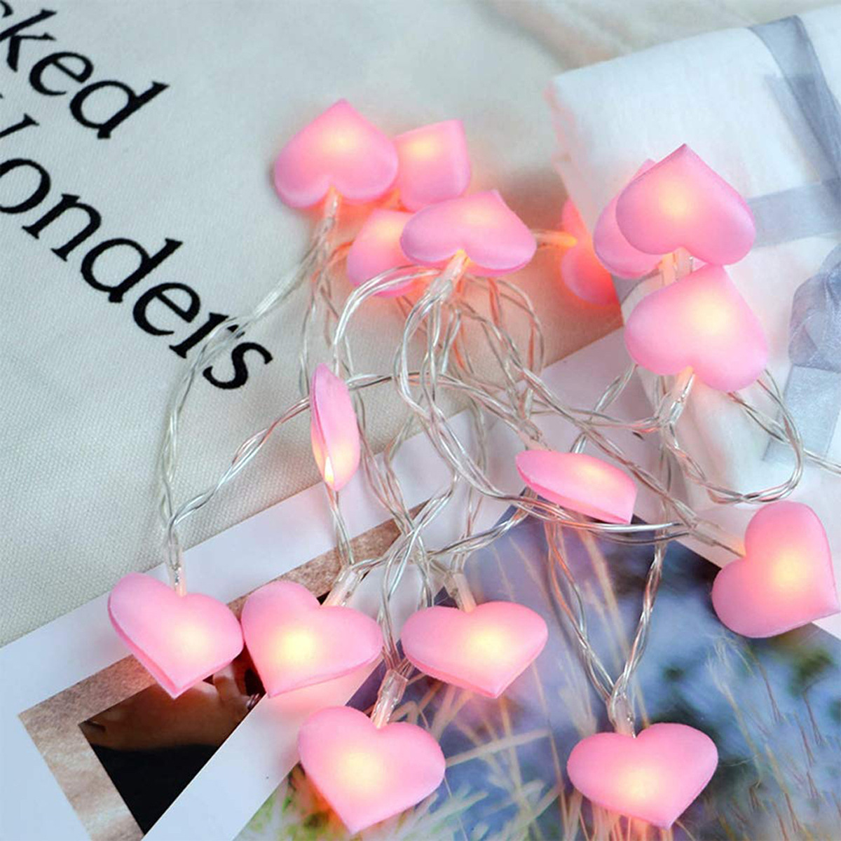 Liebes-Lichterkette aus Stoff