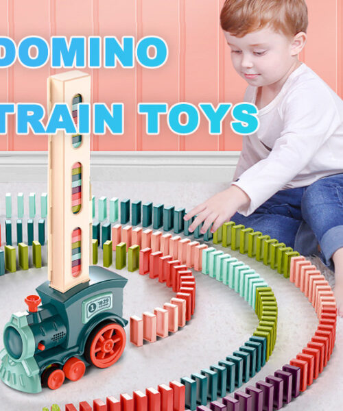 Elektrisches Domino-Zugspielzeug mit Bausteinen