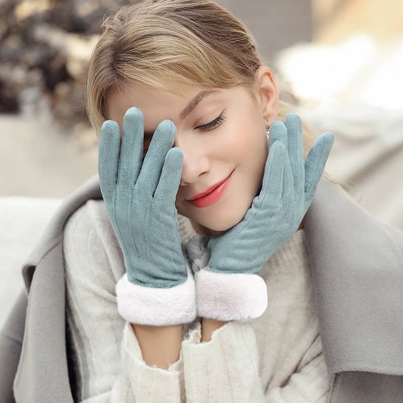 Warme Skihandschuhe aus Wildleder für Damen im Herbst und Winter
