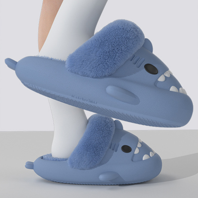 Winter Shark Hausschuhe Abnehmbare warme Fuzzy Hausschuhe Schlafzimmer Hausschuhe Frauen