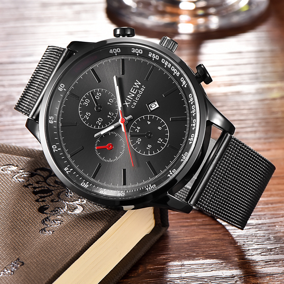 Herrenuhr Mode Edelstahl Datum Quarzuhr