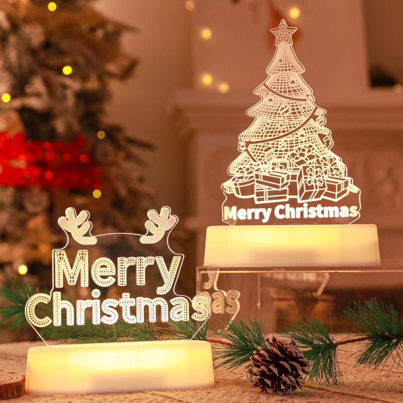 Weihnachtsdekoration 3D-Lampe Acryl-LED-Nachtlichter