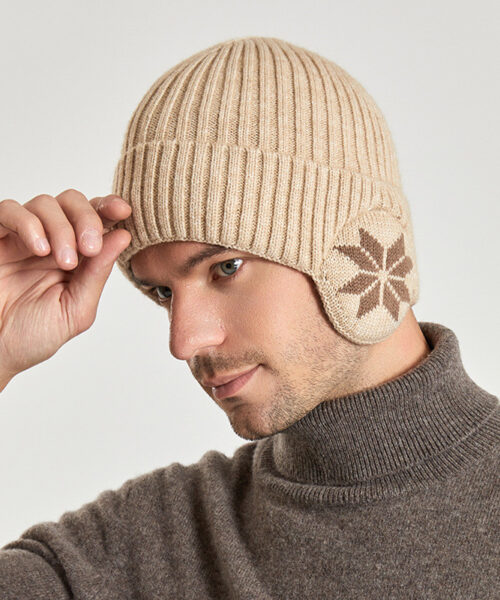 Herren-Thermo-Wintermütze aus Wolle mit Fleece-Futter