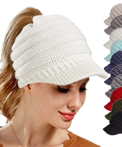 Frauen Pferdeschwanz Mützen Herbst Winter Hüte Weibliche Weiche Stricken Caps Warme Damen Skullies