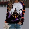 Halloween Cartoon Print Sweatshirt Langarm Pullover Tops Damen