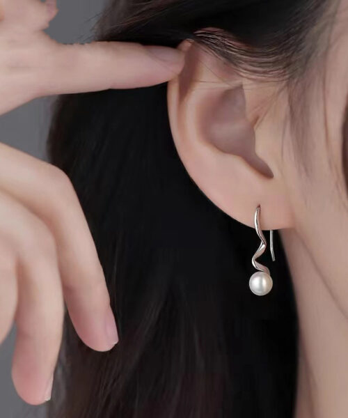 S925 Silber Spiralperlenohrringe für Damen