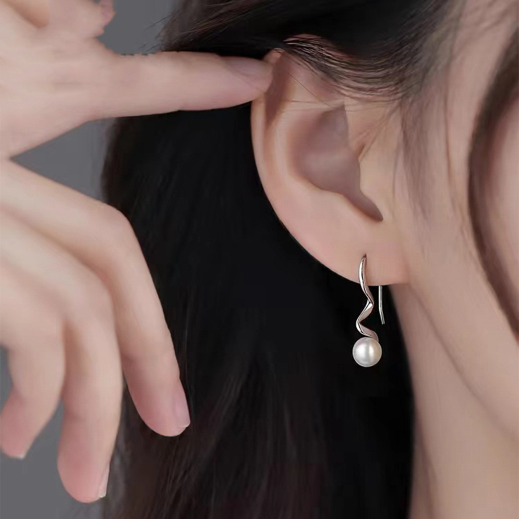 S925 Silber Spiralperlenohrringe für Damen