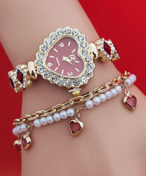 Diamant-Herz-Armbanduhr-Set