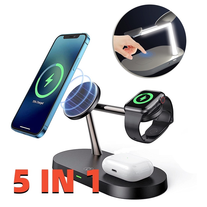 Multifunktionales magnetisches kabelloses 5-in-1-Ladegerät