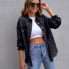 Mode zerrissene Hemdjacke weibliche Herbst und Frühling Casual Tops Damenbekleidung