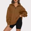 Frauen Sweatshirts Zip Turndown Kragen Lose Casual Tops Kleidung