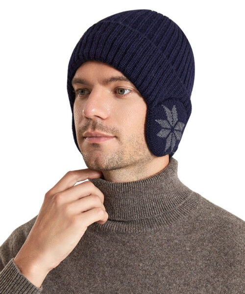 Herren-Thermo-Wintermütze aus Wolle mit Fleece-Futter