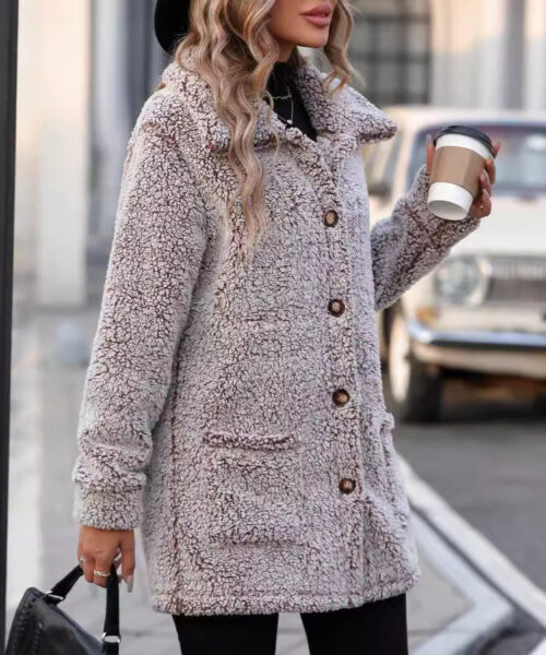Lässige lockere Strickjacke mit Baumwollpolsterung für Damen