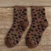 Frottee-Strumpfwaren aus Baumwolle mit gepunktetem Leopardenmuster für Damen