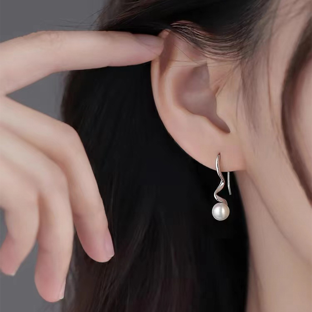 S925 Silber Spiralperlenohrringe für Damen