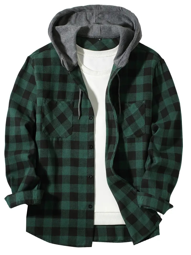 Herrenmode-Persönlichkeits-Plaid-Kapuzenhemd