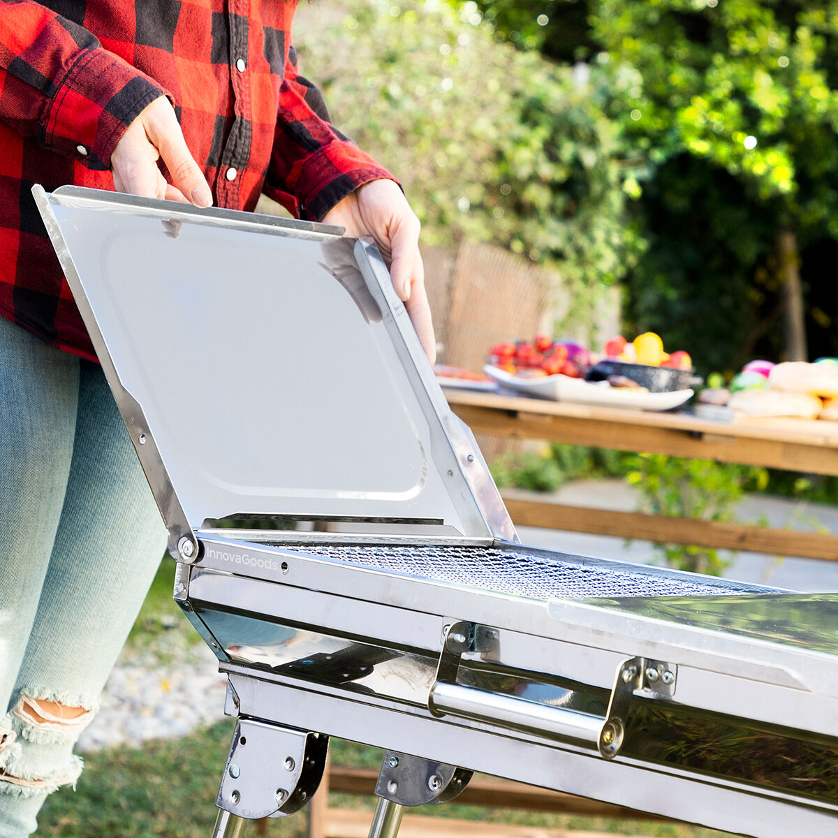 Faltbarer Holzkohlegrill aus Edelstahl ExelQ InnovaGoods