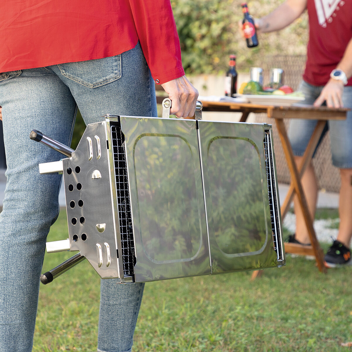 Faltbarer Holzkohlegrill aus Edelstahl ExelQ InnovaGoods
