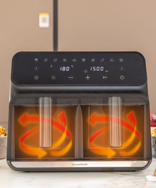 Luftfritteuse InnovaGoods Fryinn Double 8000 Schwarz 3400 W 8 L Edelstahl