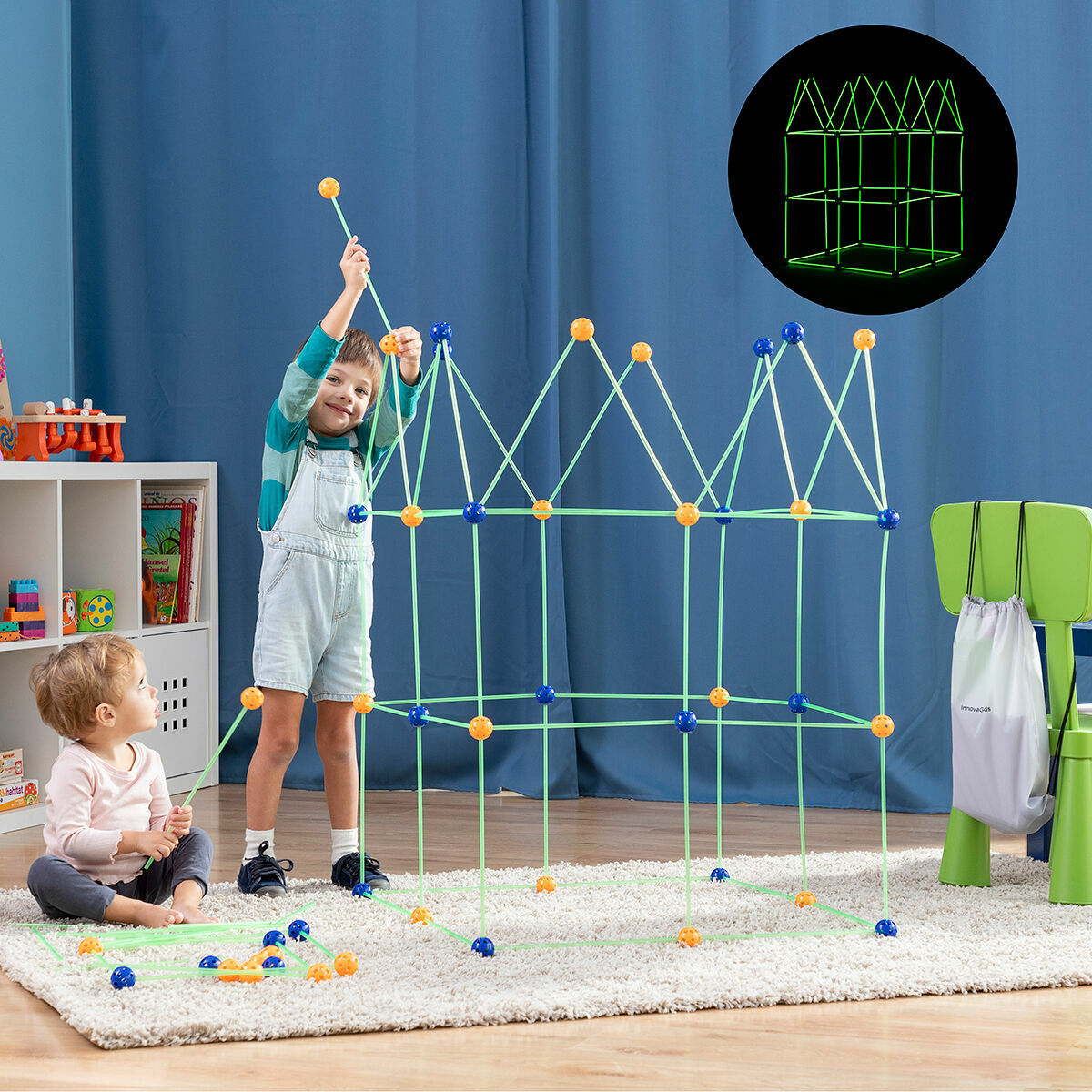 Kinder-Fort-Bausatz Builkitt InnovaGoods 155 Teile