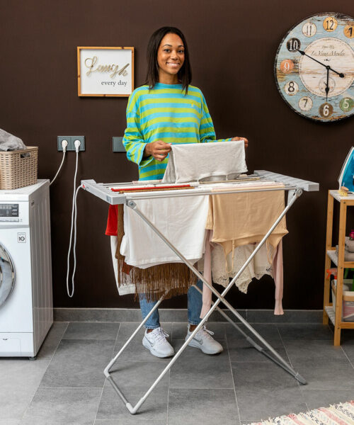 Zusammenklappbare elektrische Wäscheleine Dryak InnovaGoods 8 Stangen 120 W