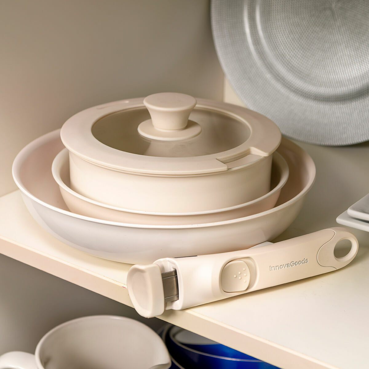 Pfannenset mit abnehmbarem Griff und Deckel Passet InnovaGoods 5-teilig