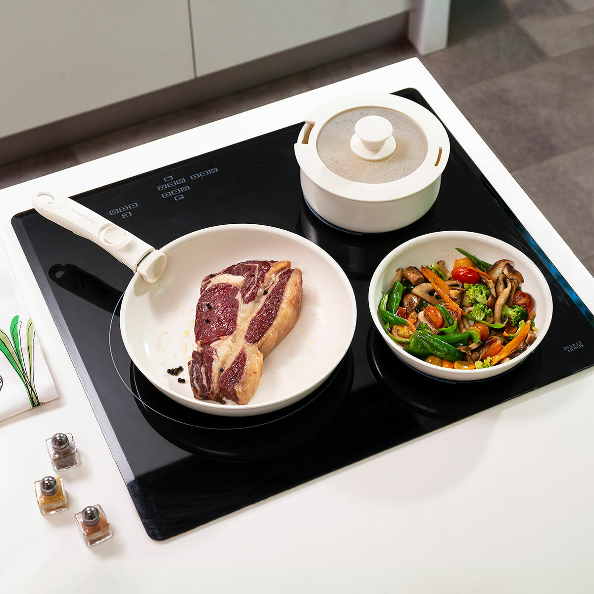 Pfannenset mit abnehmbarem Griff und Deckel Passet InnovaGoods 5-teilig