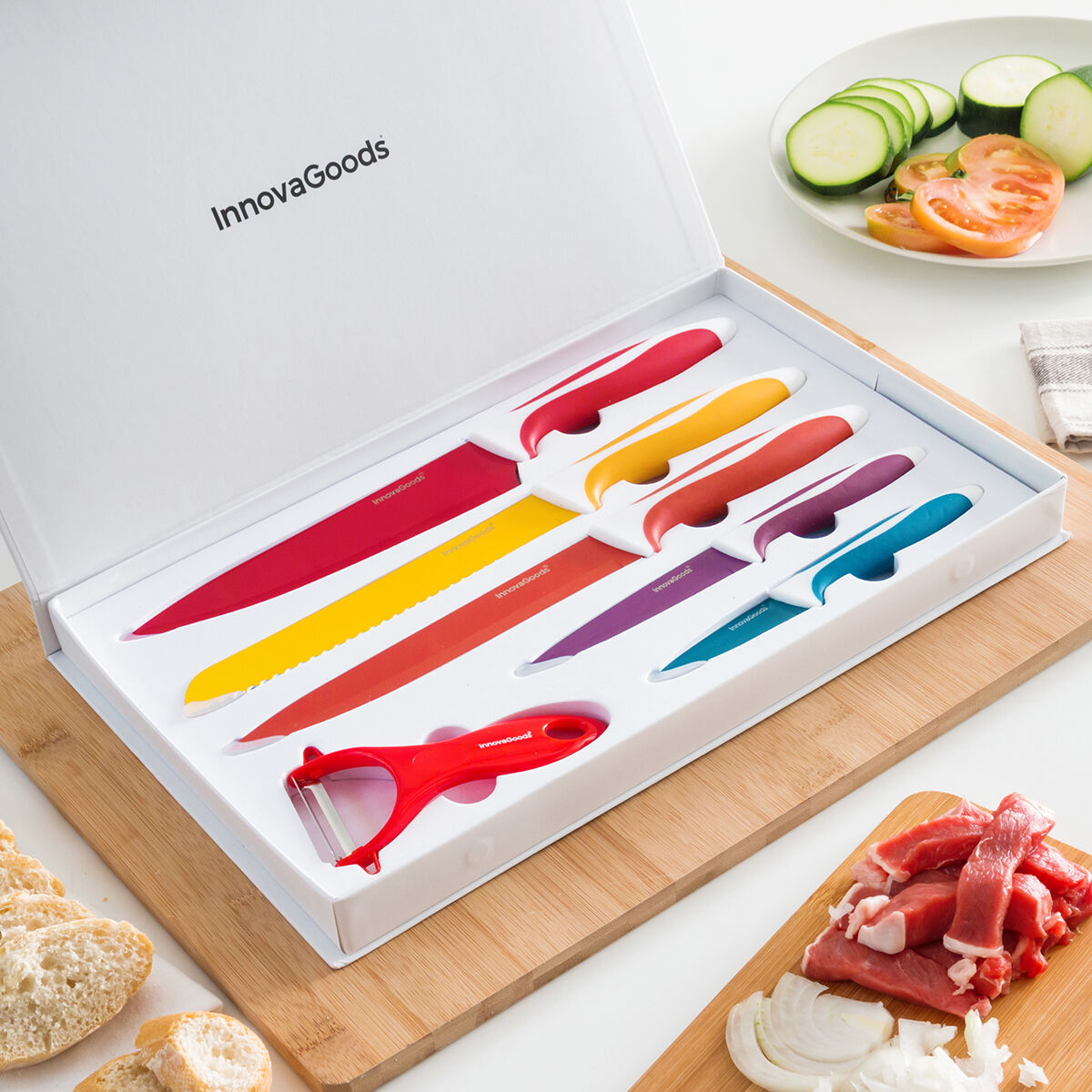 Set keramikbeschichteter Messer mit Schäler Knoolvs InnovaGoods 6-teilig