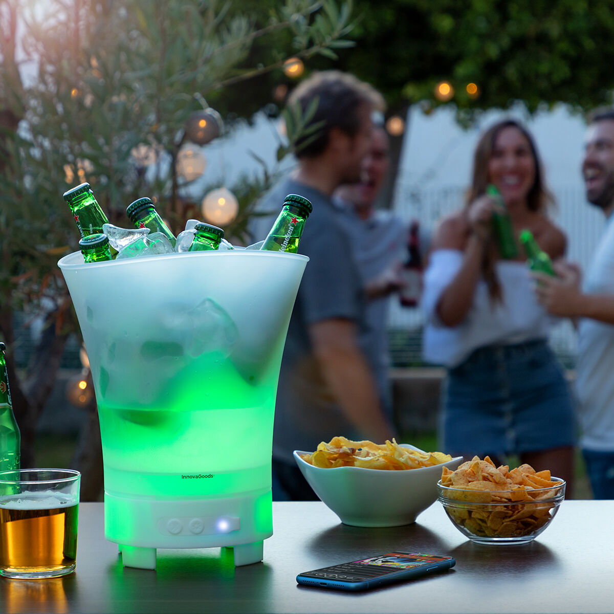 LED-Eimer mit wiederaufladbarem Lautsprecher Sonice InnovaGoods
