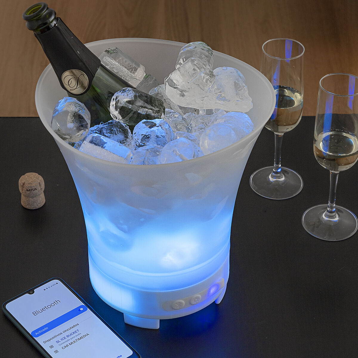 LED-Eimer mit wiederaufladbarem Lautsprecher Sonice InnovaGoods