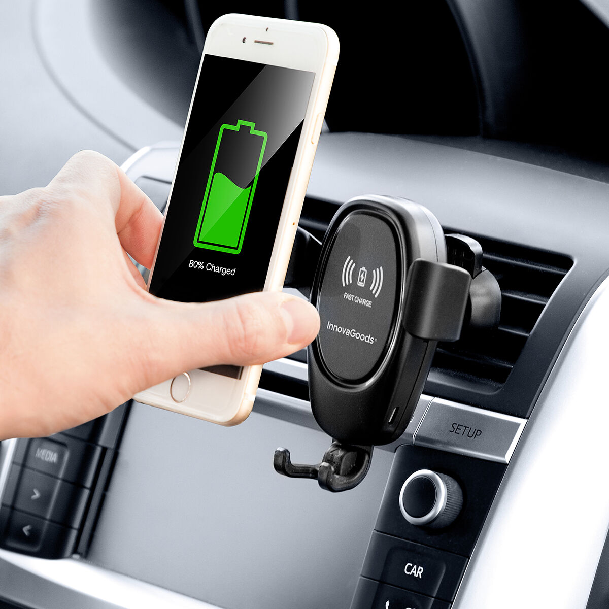 Handyhalter mit kabellosem Ladegerät für Autos Wolder InnovaGoods