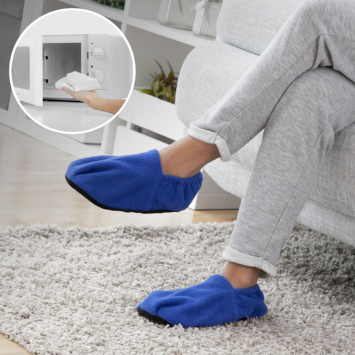 Mikrowellengeeignete beheizte Hausschuhe InnovaGoods Blau