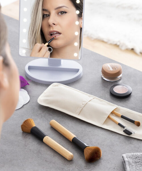 Set Make-up-Pinsel aus Holz mit Tragetasche Miset InnovaGoods 5 Einheiten
