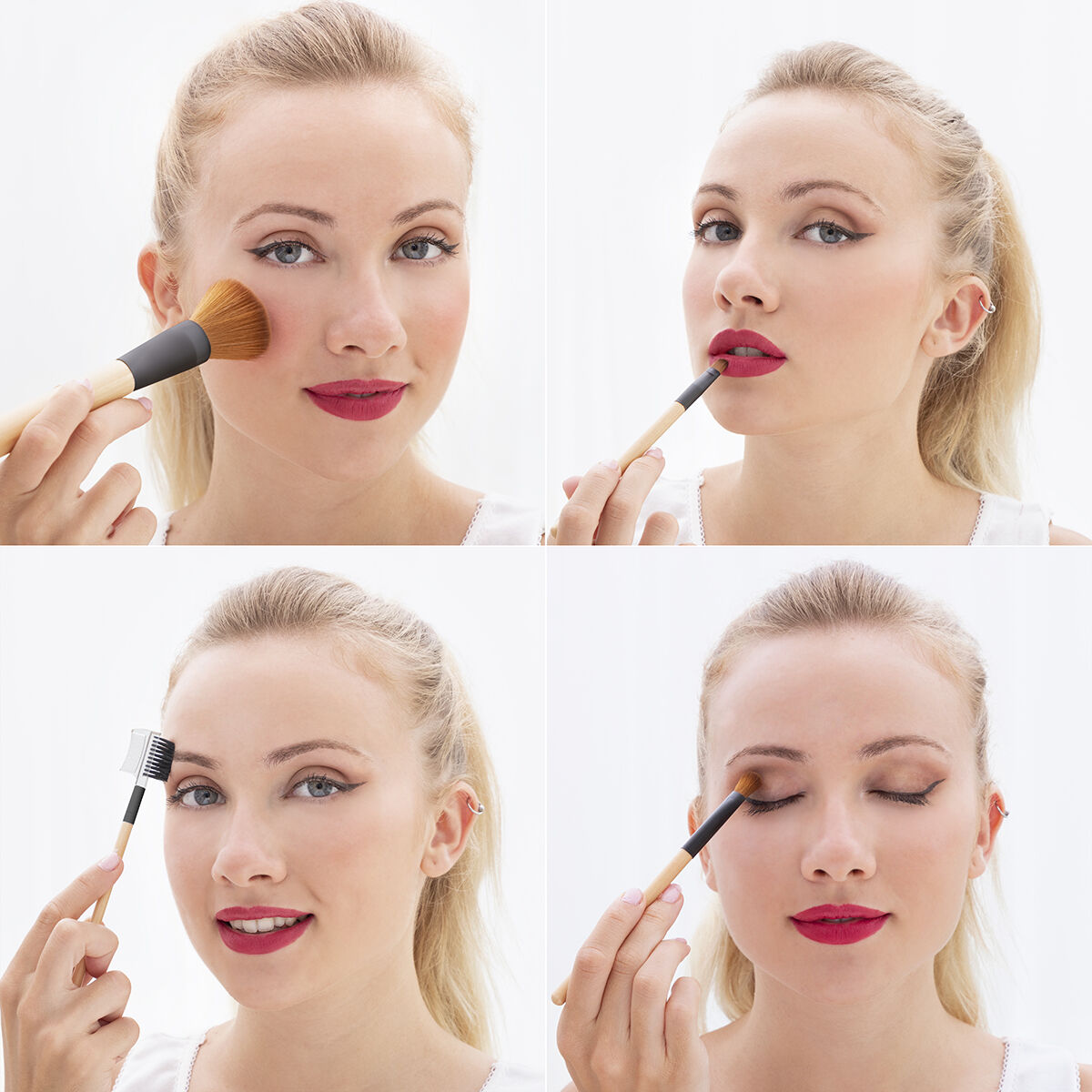 Set Make-up-Pinsel aus Holz mit Tragetasche Miset InnovaGoods 5 Einheiten