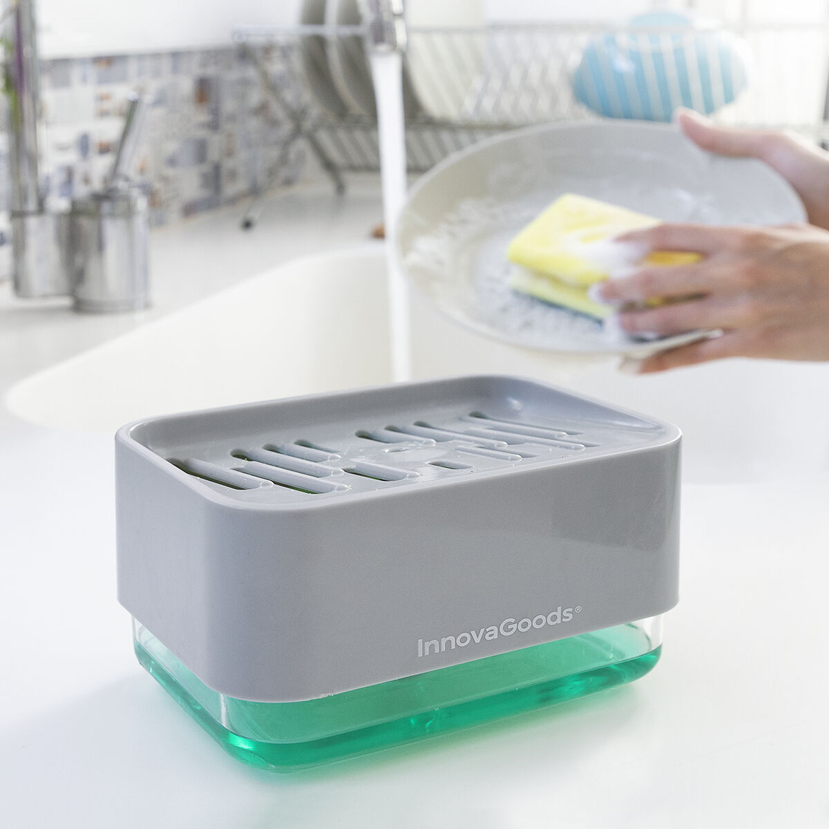 2-in-1-Seifenspender für die Küchenspüle Pushoap InnovaGoods