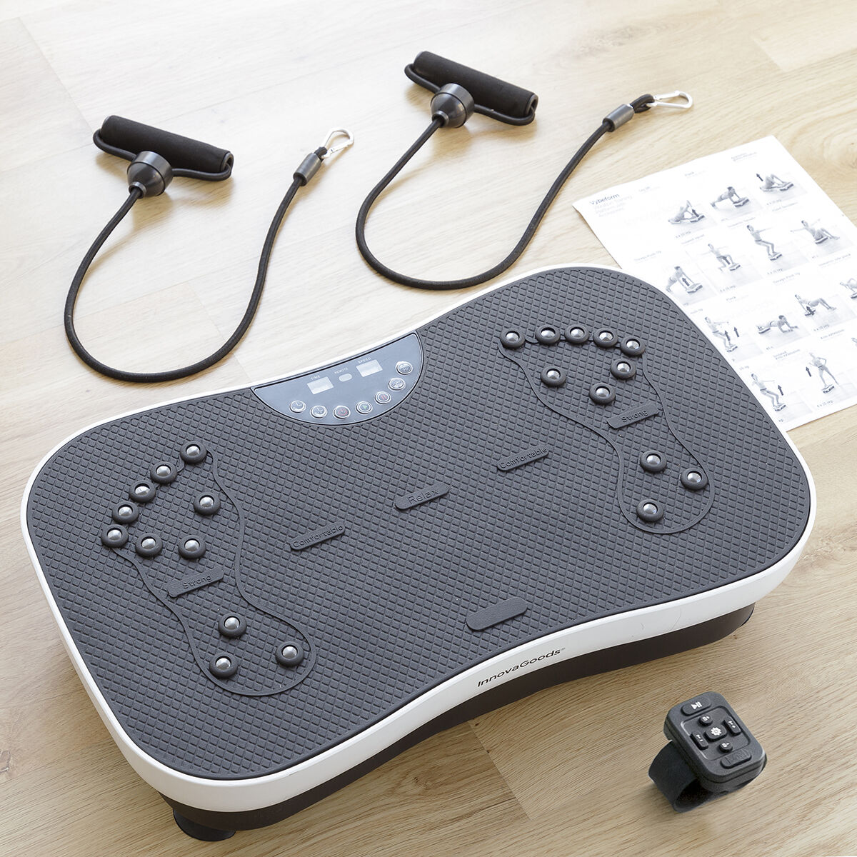 Vibrationstrainingsplatte mit Zubehör und Übungsanleitung Vybeform InnovaGoods