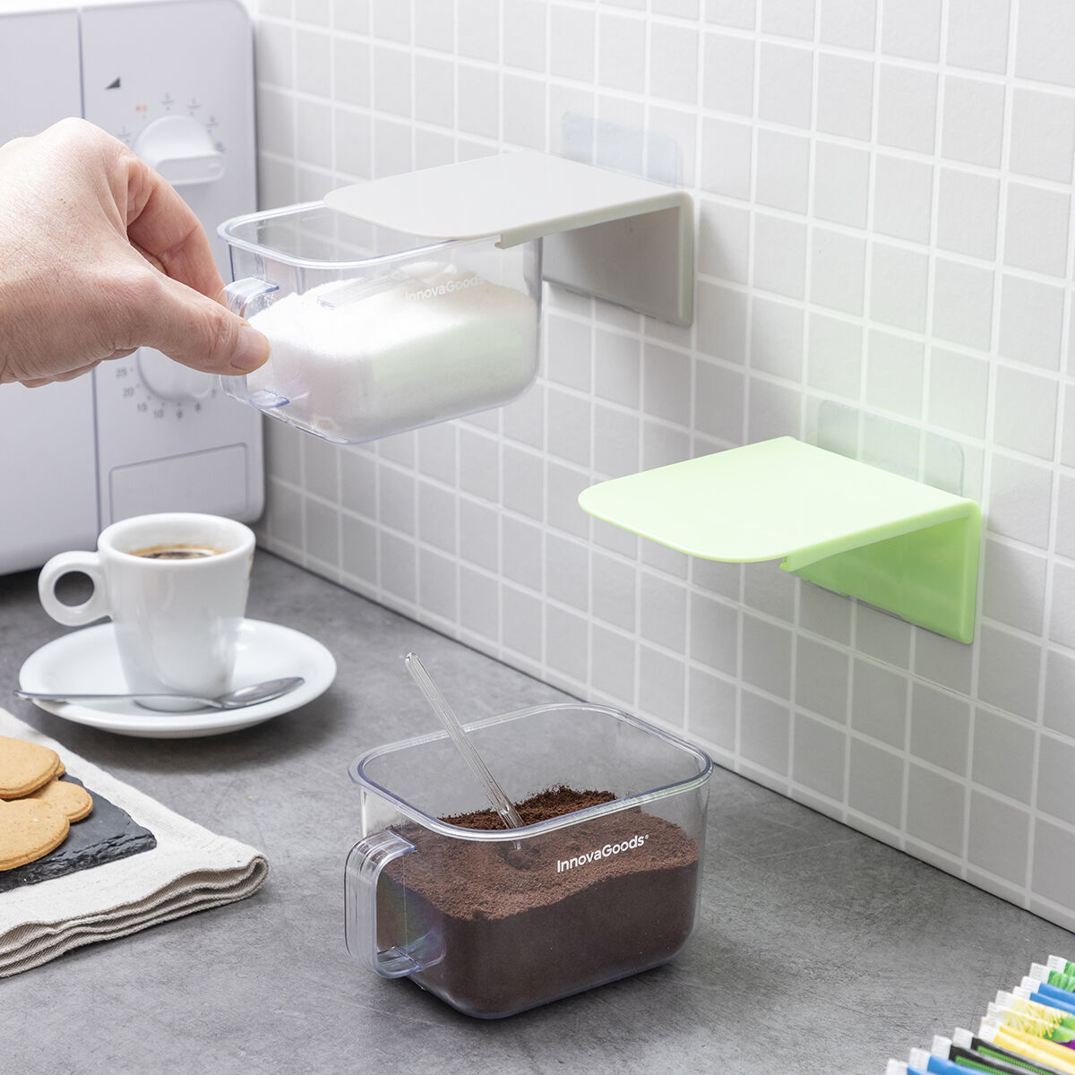 Abnehmbare selbstklebende Küchenbehälter Handstore InnovaGoods Packung mit 2 Einheiten