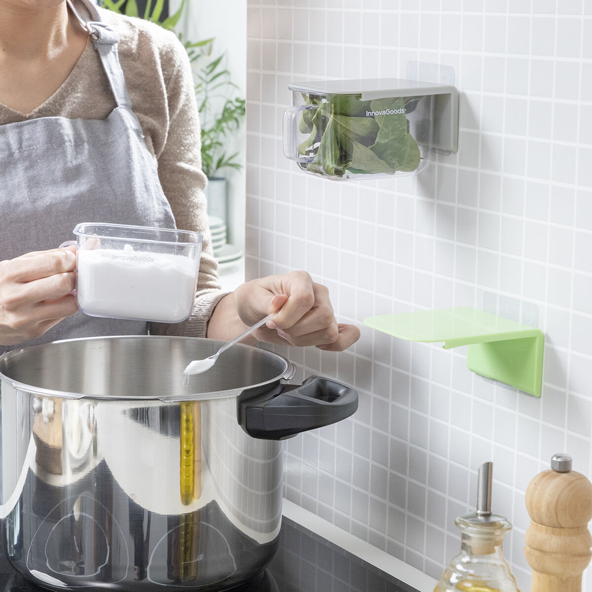 Abnehmbare selbstklebende Küchenbehälter Handstore InnovaGoods Packung mit 2 Einheiten