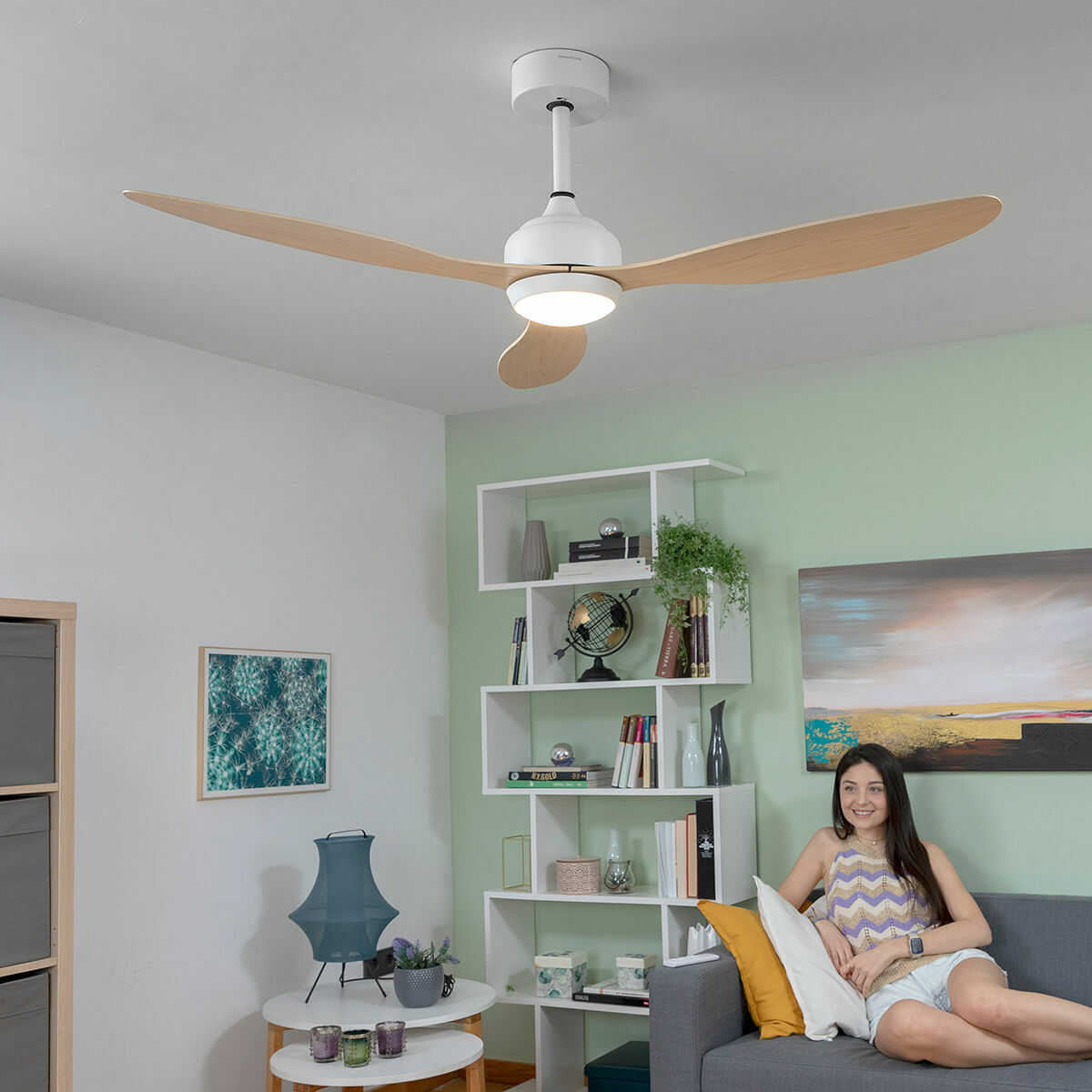 LED-Deckenventilator mit 3 ABS-Flügeln Wuled InnovaGoods Wood 36 W 52" Ø132 cm