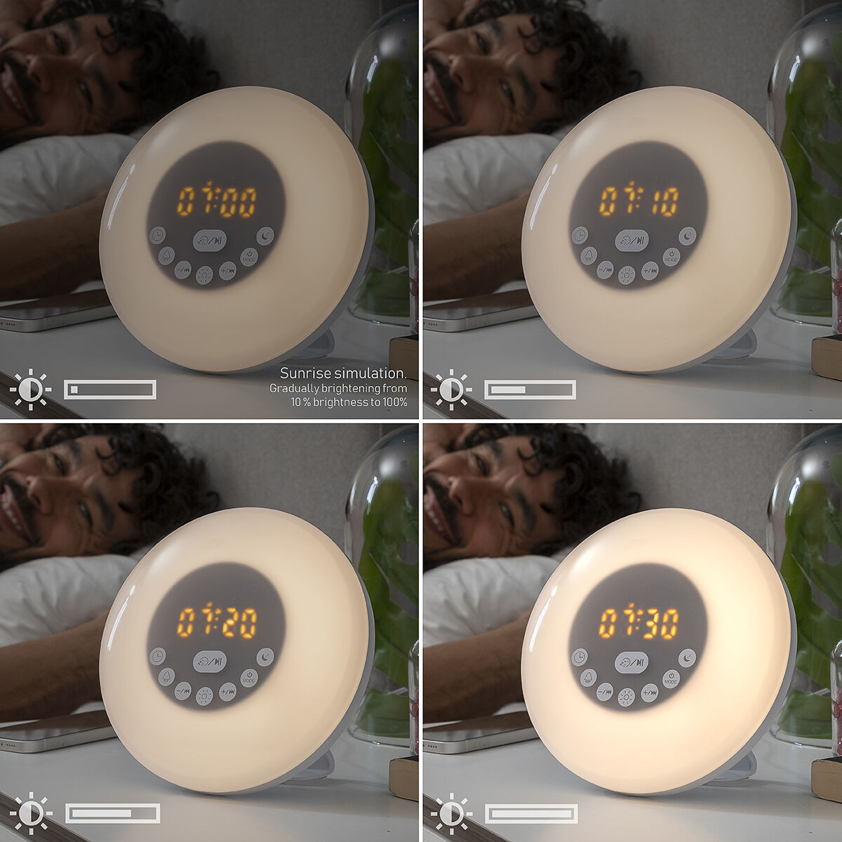 Wiederaufladbarer Sonnenaufgangswecker mit Lautsprecher Sunrilk InnovaGoods